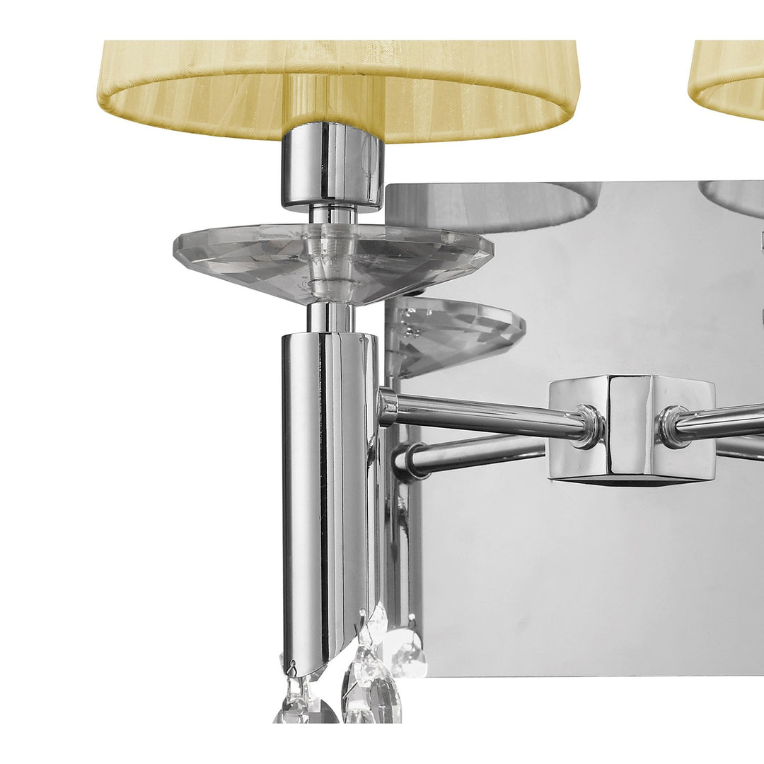 Mantra M3863S Tiffany Wall Lamp Switched 2+2 Light Polished Chrome Cream Shades & Clear Crystal