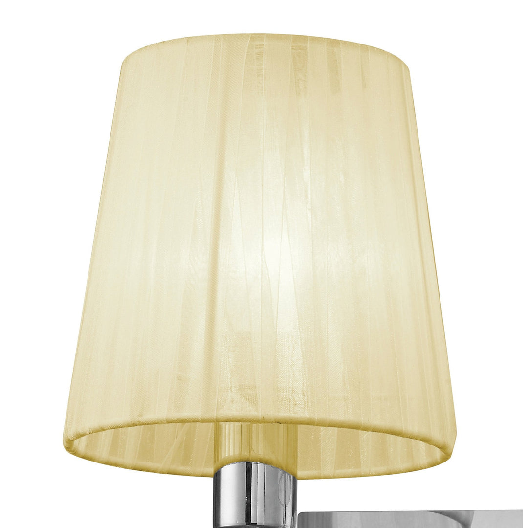 Mantra M3863S Tiffany Wall Lamp Switched 2+2 Light Polished Chrome Cream Shades & Clear Crystal