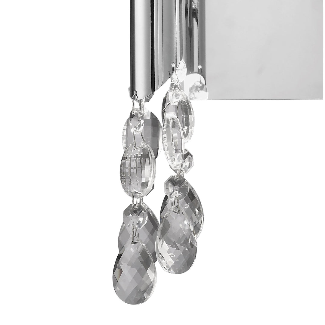 Mantra M3863S Tiffany Wall Lamp Switched 2+2 Light Polished Chrome Cream Shades & Clear Crystal