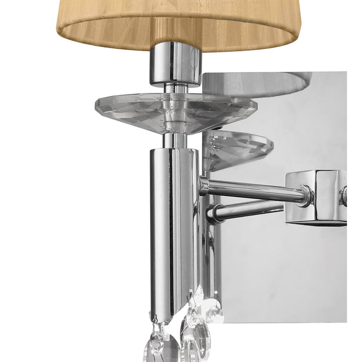 Mantra M3863/S/SBS Tiffany Wall Lamp Switched 2+2 Light E14+G9 Polished Chrome Soft Bronze Shades & Clear Crystal