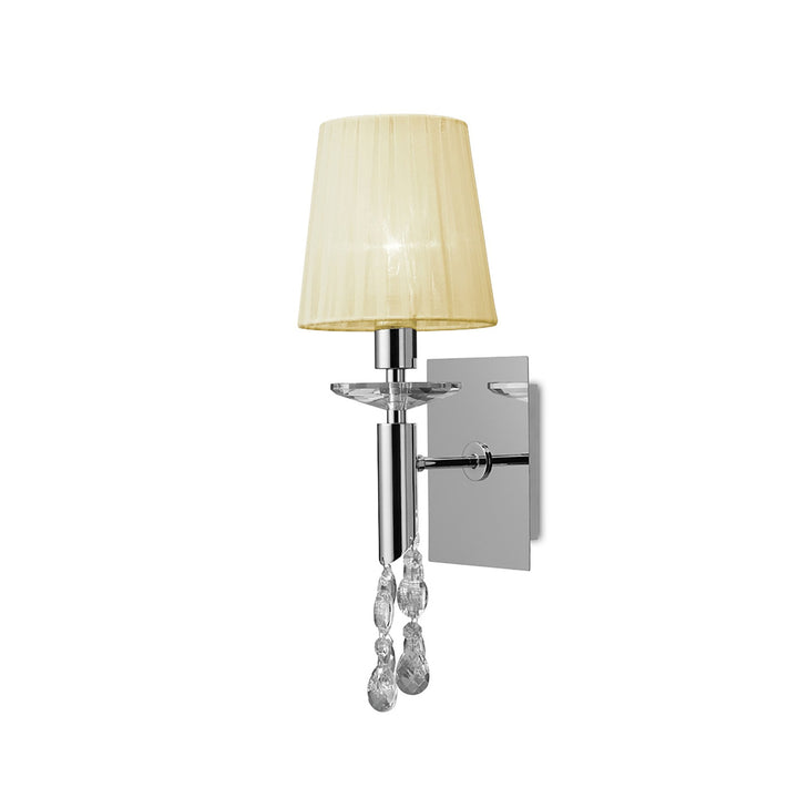 Mantra M3864S Tiffany Wall Lamp Switched 1+1 Light Polished Chrome Cream Shade & Clear Crystal