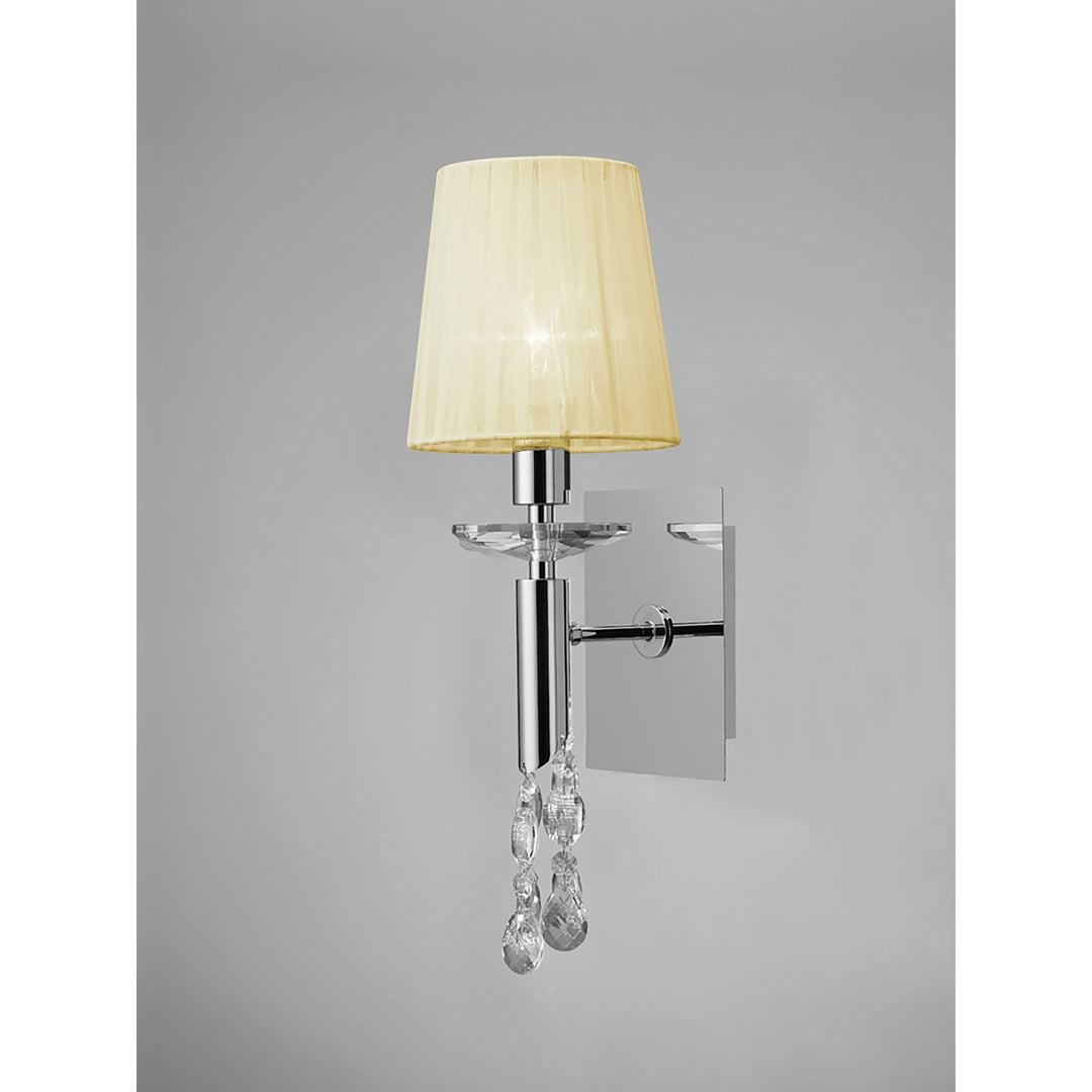 Mantra M3864S Tiffany Wall Lamp Switched 1+1 Light Polished Chrome Cream Shade & Clear Crystal