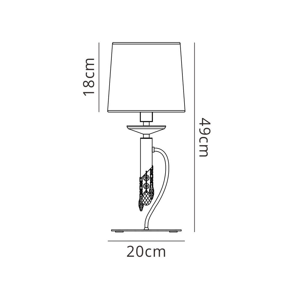 Mantra M3868/CS Tiffany Table Lamp 1+1 Light Polished Chrome Cream Shade & Clear Crystal