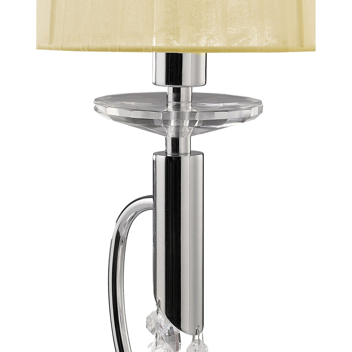 Mantra M3868/CS Tiffany Table Lamp 1+1 Light Polished Chrome Cream Shade & Clear Crystal