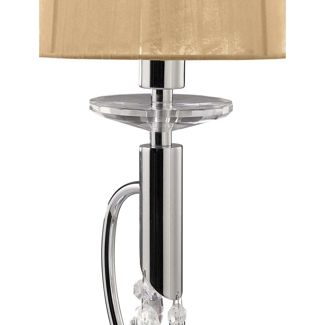 Mantra M3868 Tiffany Table Lamp 1+1 Light Polished Chrome Soft Bronze Shade & Clear Crystal