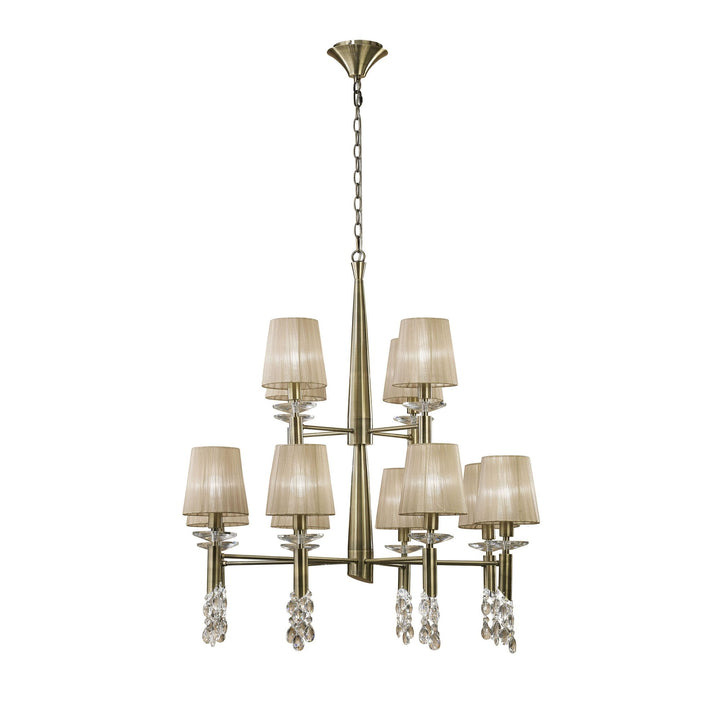 Mantra M3870 Tiffany Pendant 2 Tier Antique Brass