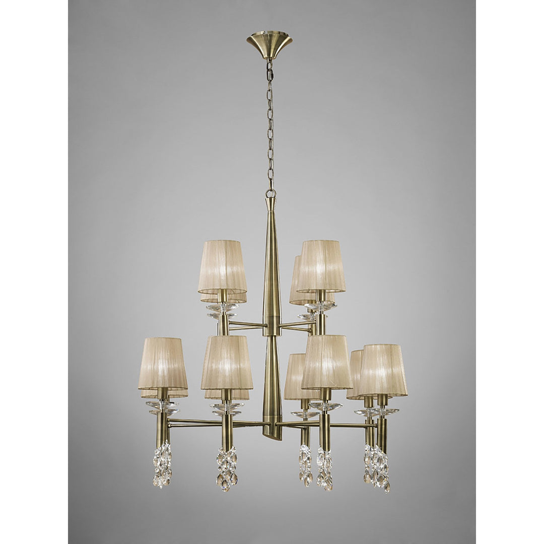 Mantra M3870 Tiffany Pendant 2 Tier Antique Brass