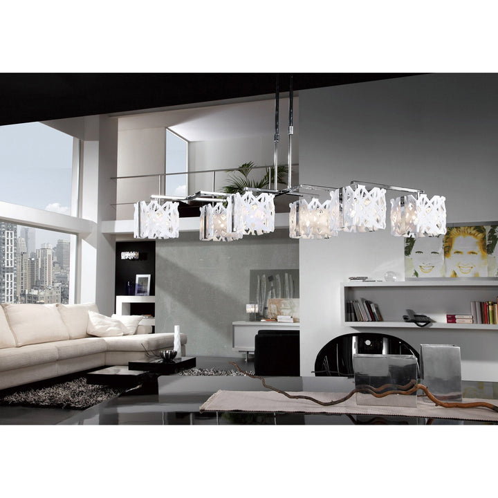 Mantra M1258 Tokio Rectangular Telescopic 6 Light G9 Line Gloss White/Polished Chrome