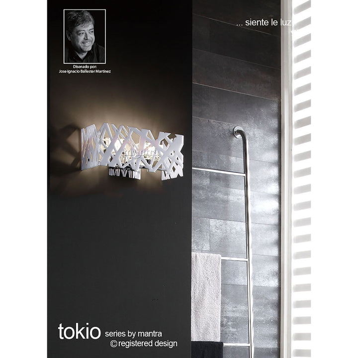 Mantra M1258 Tokio Rectangular Telescopic 6 Light G9 Line Gloss White/Polished Chrome