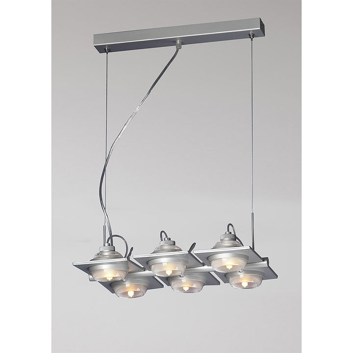 Mantra M40002 Ull Rectangular Pendant 6 Light G9 Silver Grey