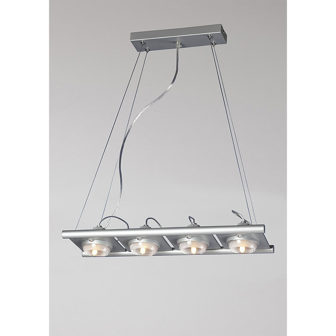 Mantra M40003 Ull Rectangular Pendant 4 Light G9 Silver Grey