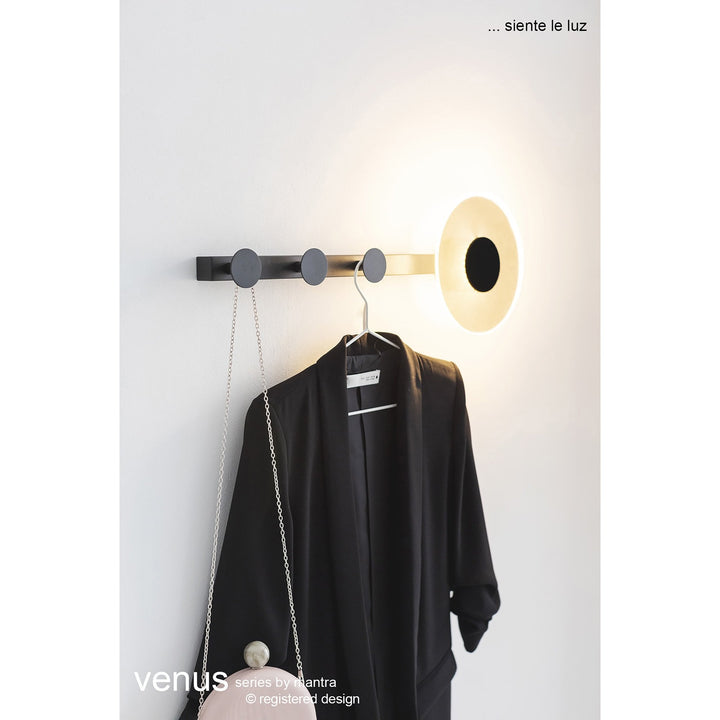 Mantra M7293 Venus Wall Lamp Coat Rack 6W LED Black