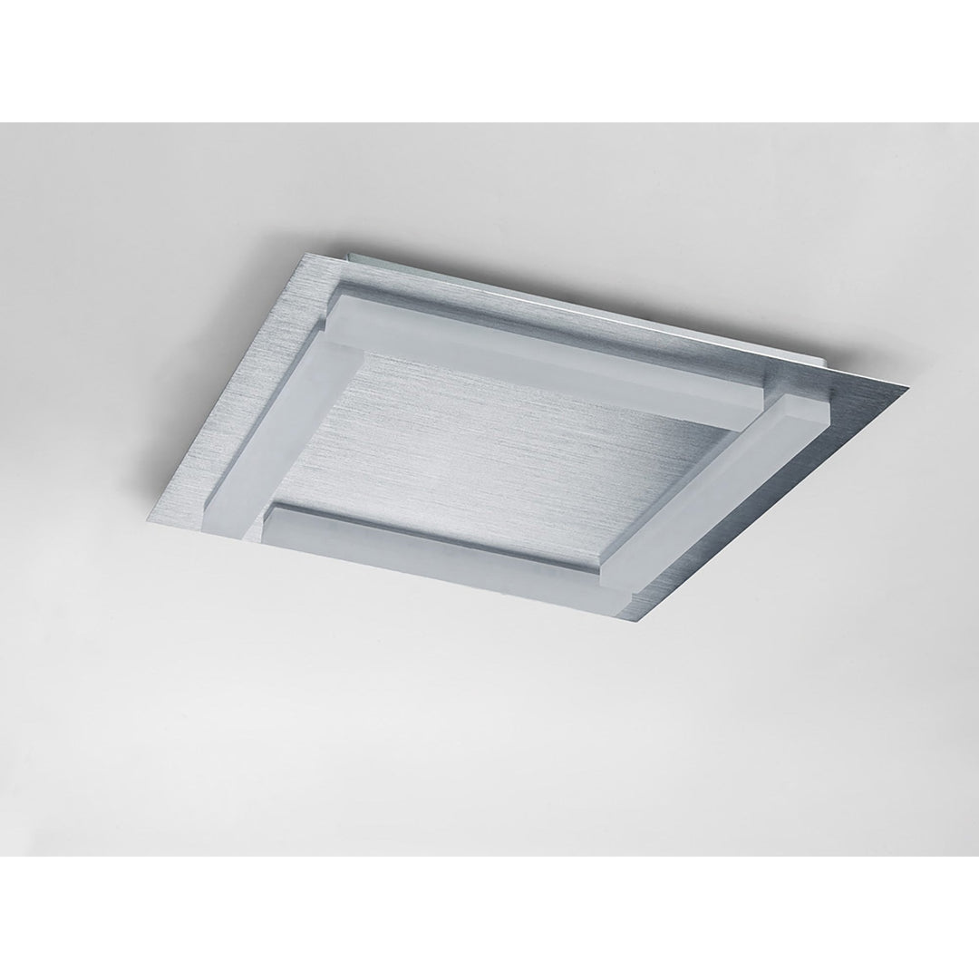 Mantra M8311/1 Verona Square Ceiling 4 Light 20W LED Satin Aluminium/Frosted Acrylic