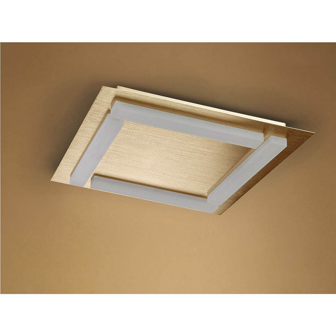 Mantra M8312/1 Verona Square Ceiling 4 Light 20W LED Satin Gold/Frosted Acrylic