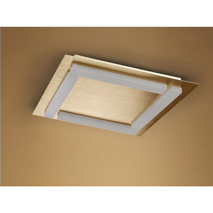 Mantra M8312/1 Verona Square Ceiling 4 Light 20W LED Satin Gold/Frosted Acrylic