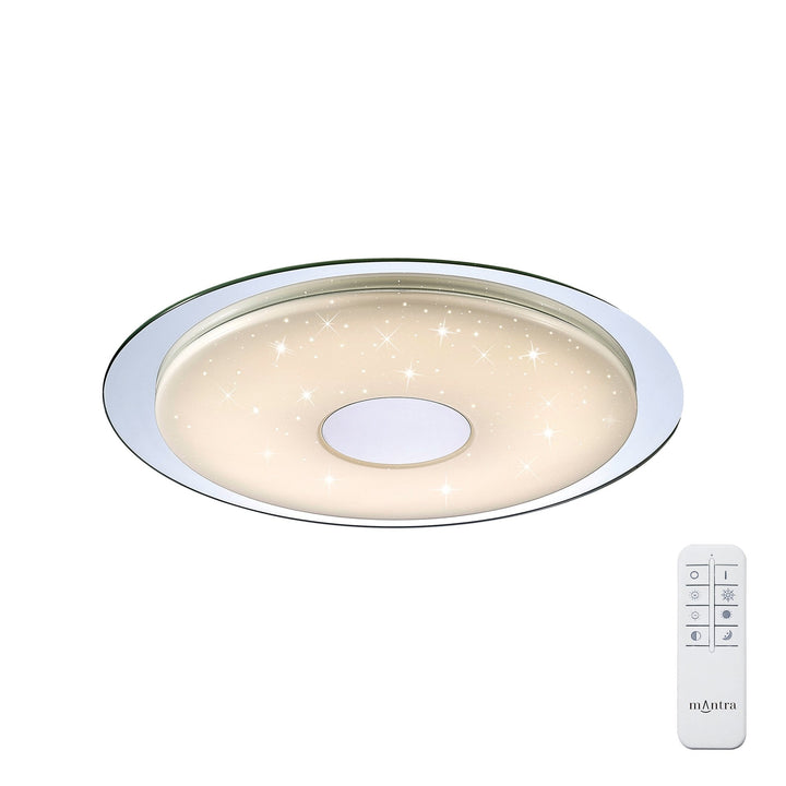 Mantra M5110 Virgin Flush 45cm Round 18W LED Remote Silver/Frosted Acrylic/Polished Chrome