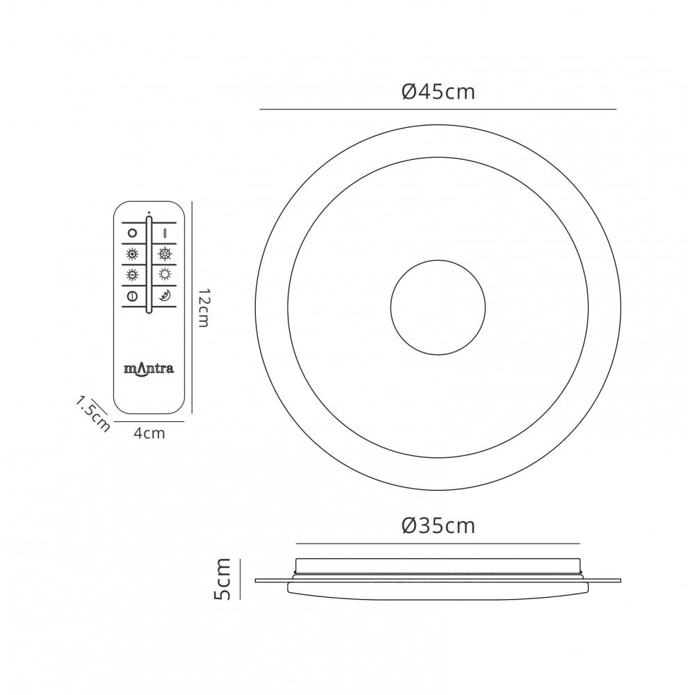 Mantra M5929 Virgin Sand Ceiling 45cm Round 18W LED 2700-6500K Tuneable Remote Control White/ Diamond