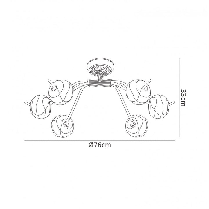 Mantra M38002 Wave Ceiling 6 Light G9 Rustic Gold