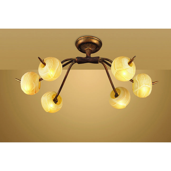 Mantra M38002 Wave Ceiling 6 Light G9 Rustic Gold