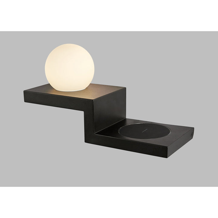 Mantra M6753 Zanzibar Wall Lamp Switched Globe Mobile Phone Induction Charger 6W LED Sand Black