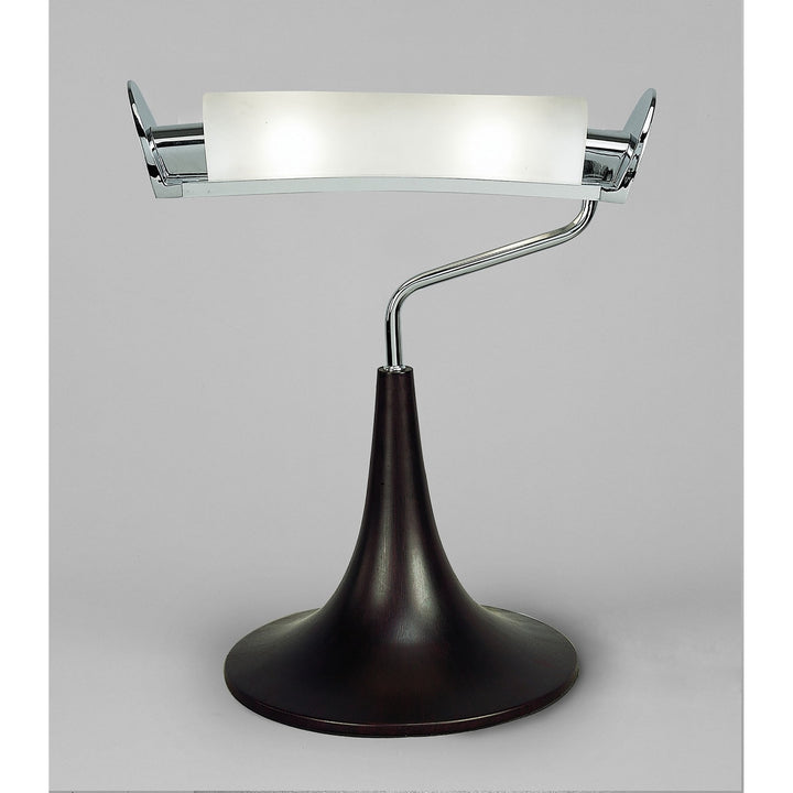 Mantra M0103 Zira Table Lamp 2 Light G9 Polished Chrome/Frosted White Glass/Wenge