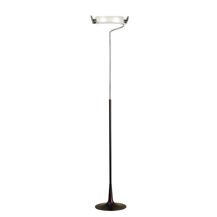 Mantra M0105 Zira Floor Lamp 2 Light G9 Polished Chrome/Frosted White Glass/Wenge