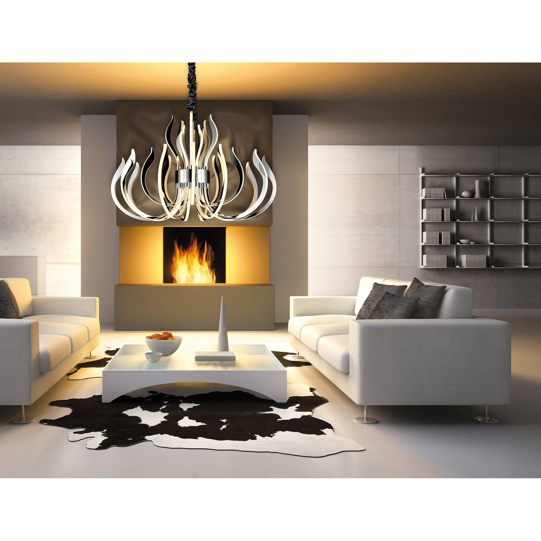 Mantra M5561 Versailles Pendant LED Light Polished Chrome White Acrylic