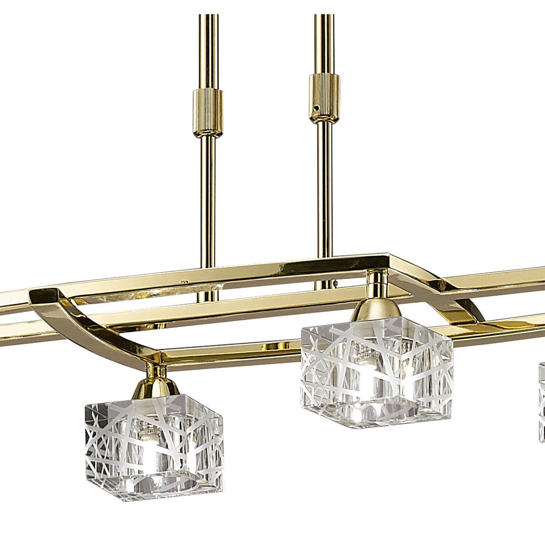 Mantra M1444PB Zen Rectangular Telescopic Convertible To Semi Flush 8 Light G9 Polished Brass