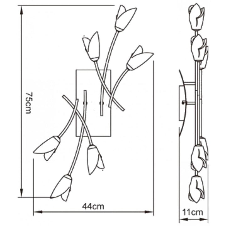 Mantra M0187/S Pietra Ceiling/Wall Switched 6 Light G9 Polished Chrome