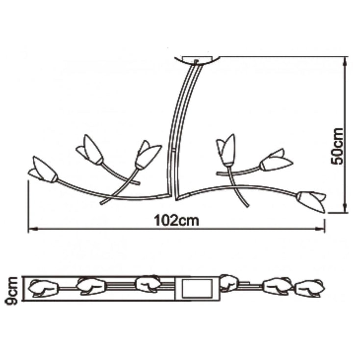 Mantra M0191 Pietra Linear Pendant 2 Arm 6 Light G9 Polished Chrome