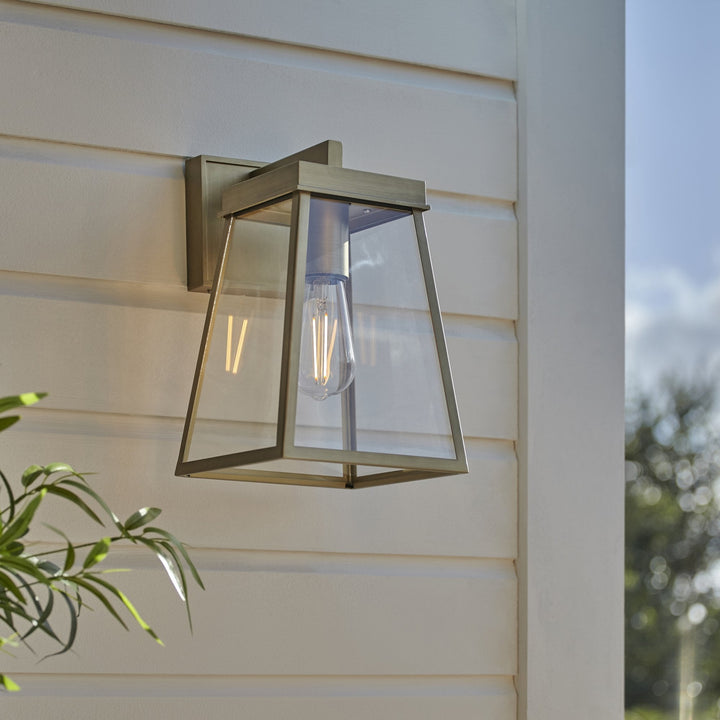 Nelson Lighting NL945526 Outdoor Wall 1 Light Brushed Gold Finish And Clear Glass