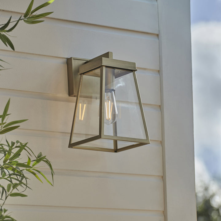 Nelson Lighting NL945526 Outdoor Wall 1 Light Brushed Gold Finish And Clear Glass