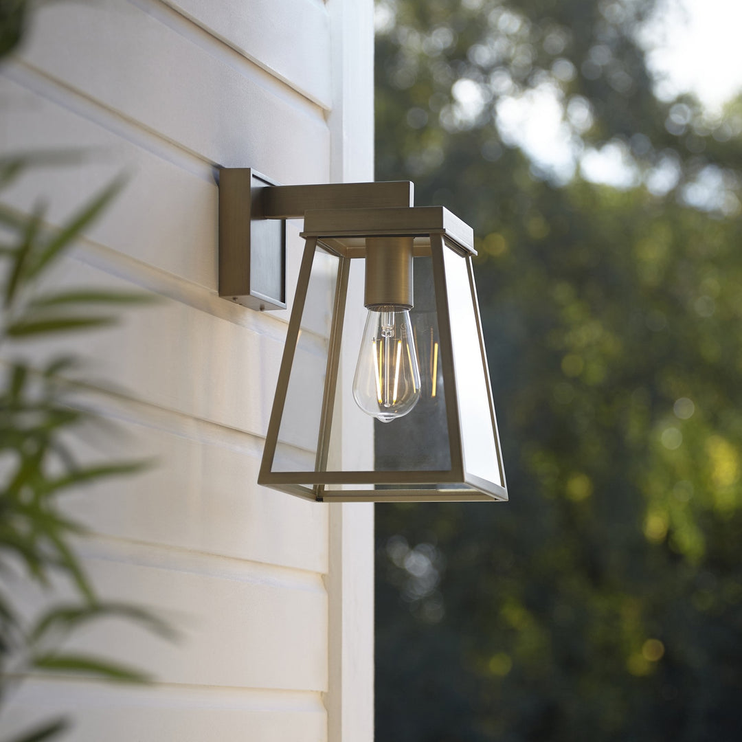 Nelson Lighting NL945526 Outdoor Wall 1 Light Brushed Gold Finish And Clear Glass