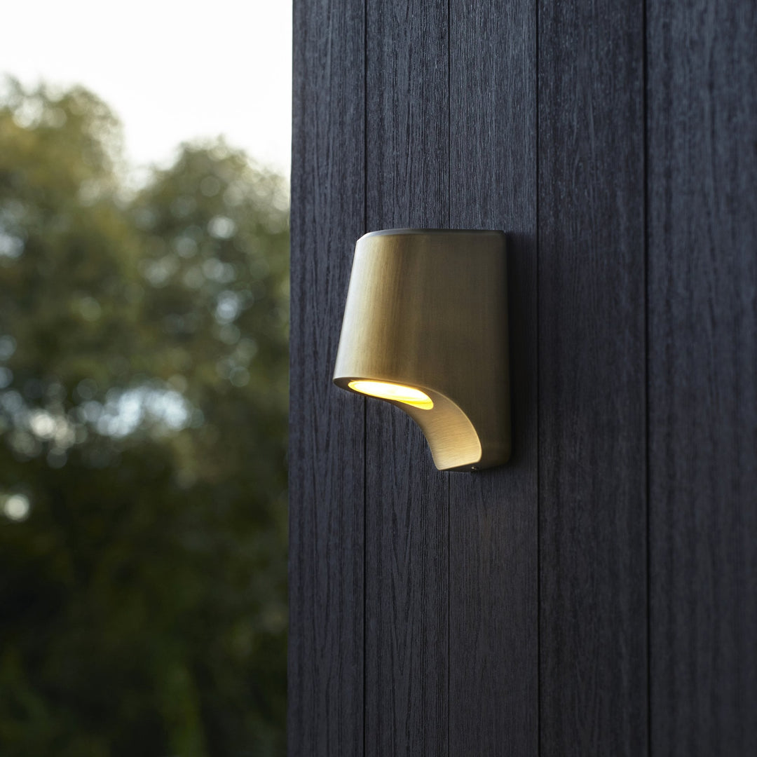 Nelson Lighting NL945534 Outdoor Wall LED Light Brushed Gold Finish And Frosted Glass