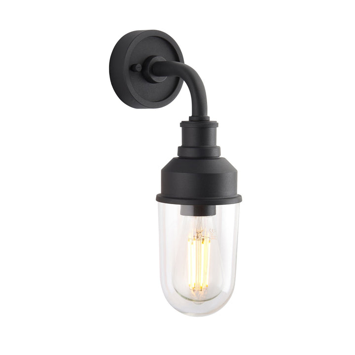 Nelson Lighting NL945884 Outdoor Wall 1 Light Matt Black And Clear Glass