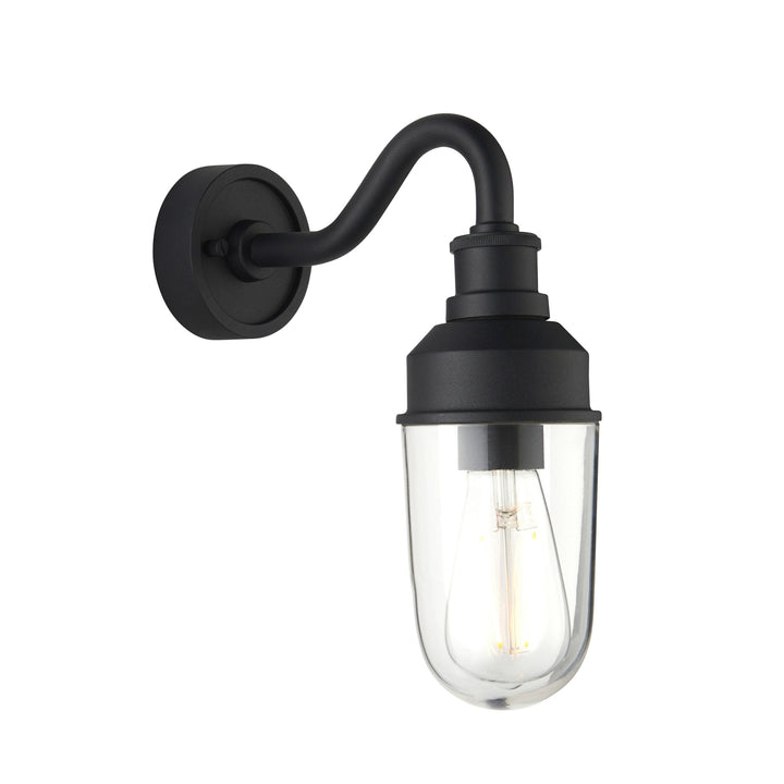 Nelson Lighting NL945886 Outdoor Wall 1 Light Matt Black And Clear Glass