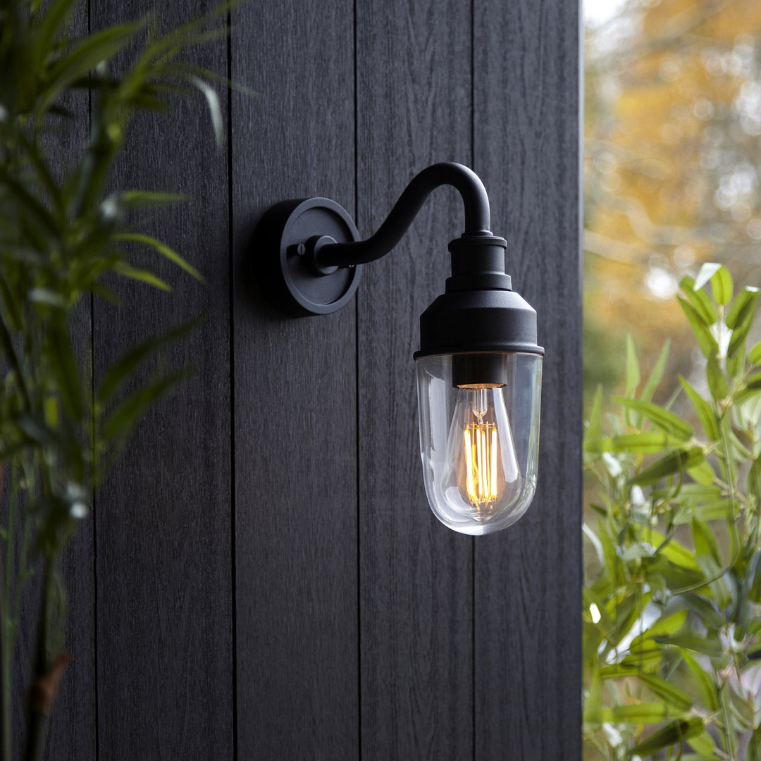 Nelson Lighting NL945886 Outdoor Wall 1 Light Matt Black And Clear Glass