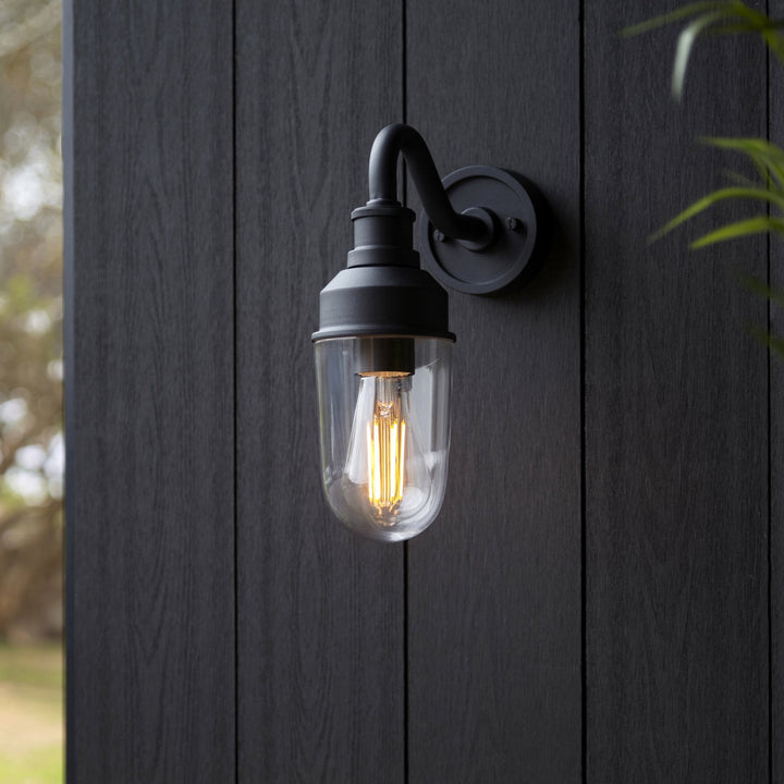 Nelson Lighting NL945886 Outdoor Wall 1 Light Matt Black And Clear Glass