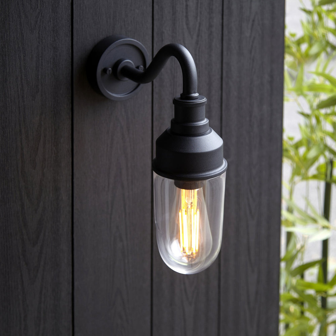 Nelson Lighting NL945886 Outdoor Wall 1 Light Matt Black And Clear Glass