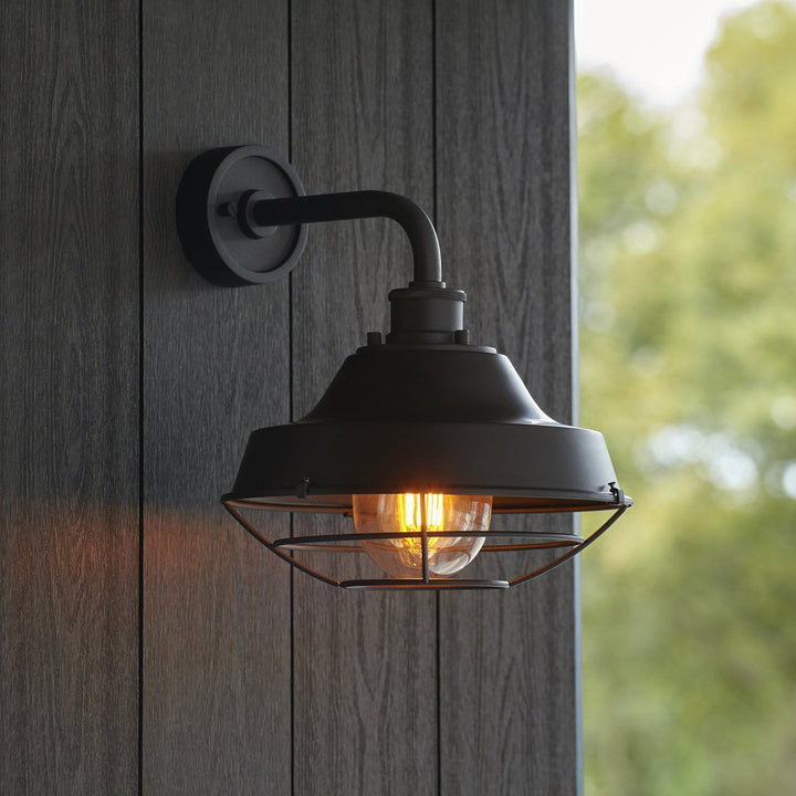 Nelson Lighting NL945888 Outdoor Wall 1 Light Textured And Matt Black With Clear Glass