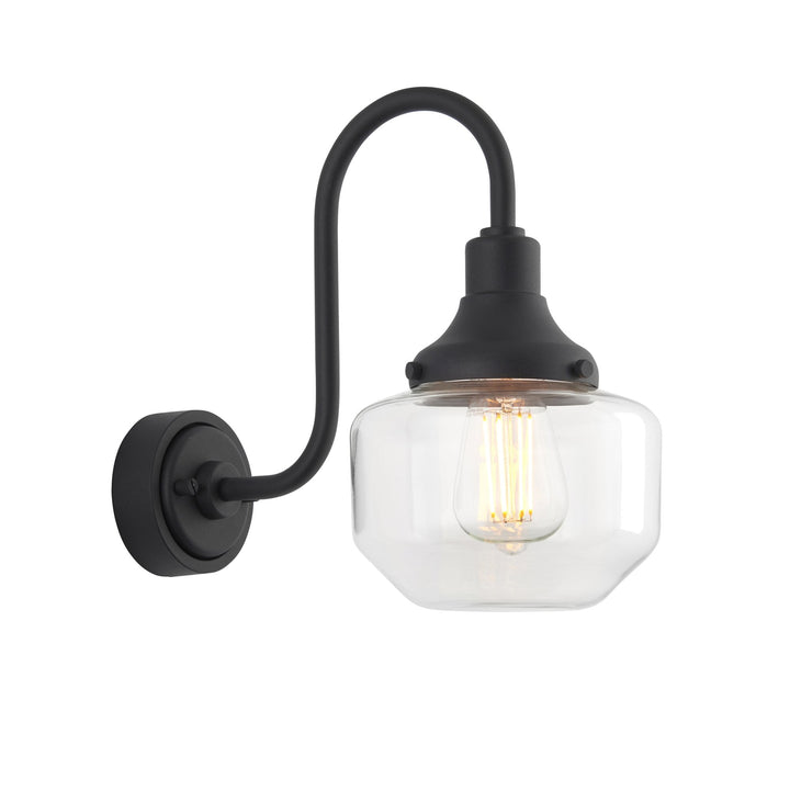 Nelson Lighting NL945893 Outdoor Wall 1 Light Matt Black And Clear Glass