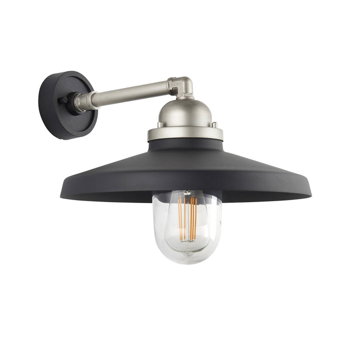 Nelson Lighting NL945901 Outdoor Wall 1 Light Matt Black And Brushed Silver Finish With Clear Glass