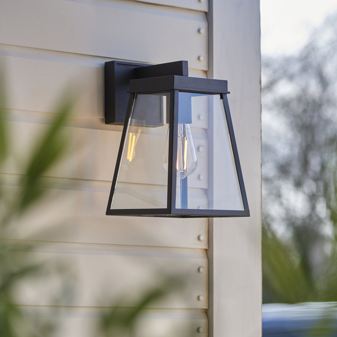 Nelson Lighting NL945945 Outdoor Wall 1 Light Matt Black And Clear Glass