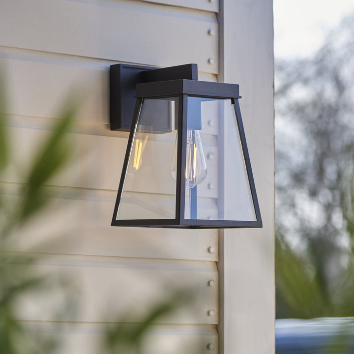 Nelson Lighting NL945945 Outdoor Wall 1 Light Matt Black And Clear Glass