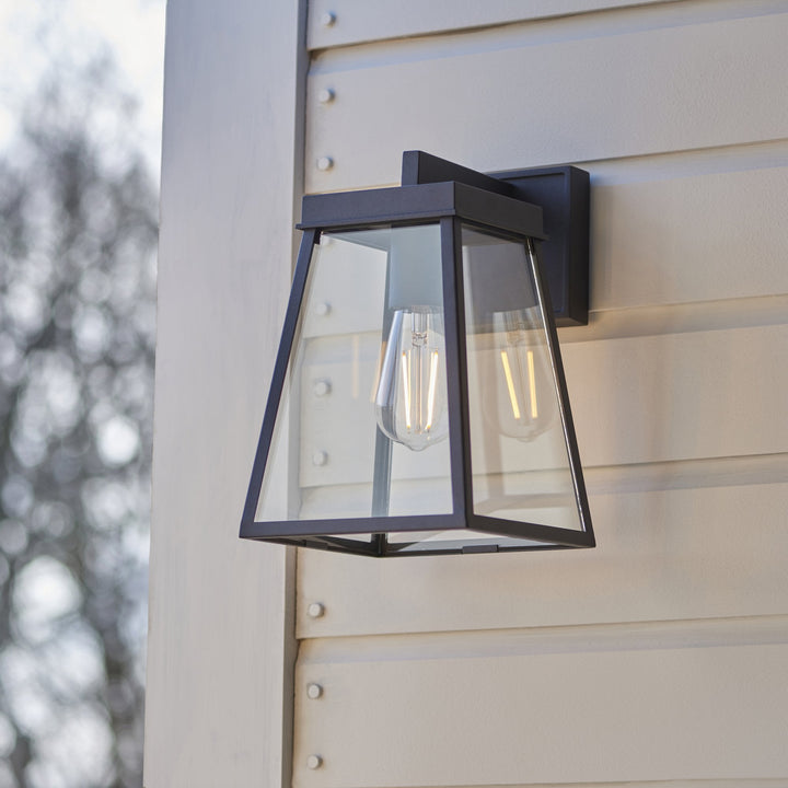 Nelson Lighting NL945945 Outdoor Wall 1 Light Matt Black And Clear Glass