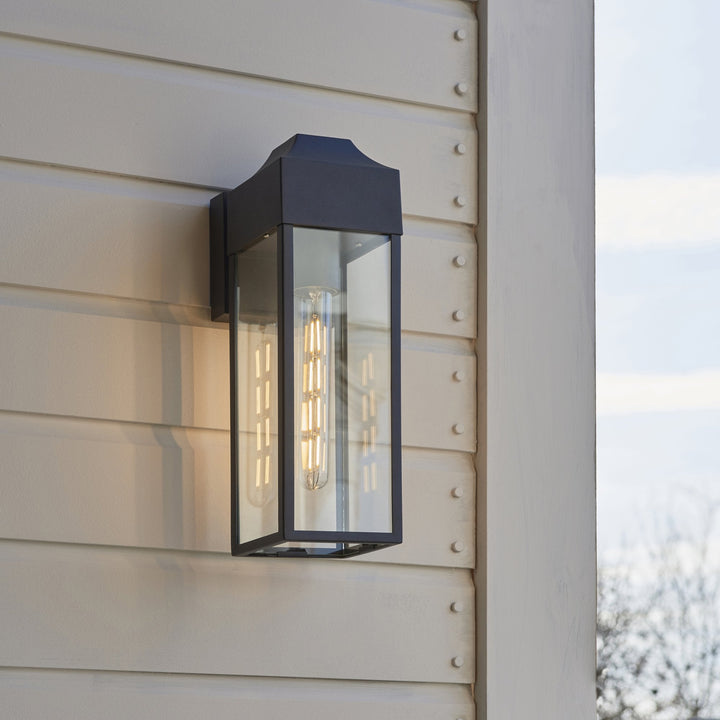 Nelson Lighting NL945946 Outdoor Wall 1 Light Matt Black And Clear Glass