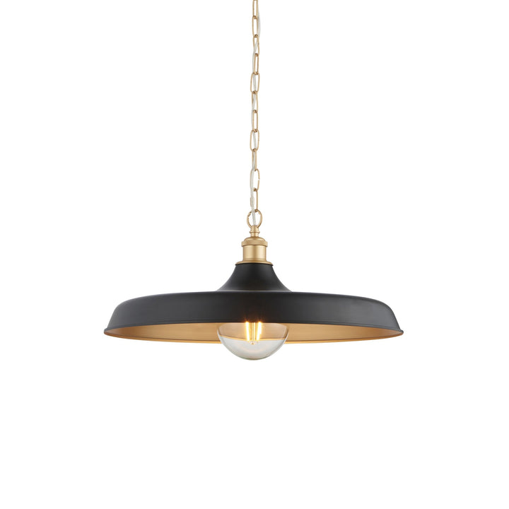 Nelson Lighting NL949998 Pendant 1 Light Matt Black And Satin Gold Paint