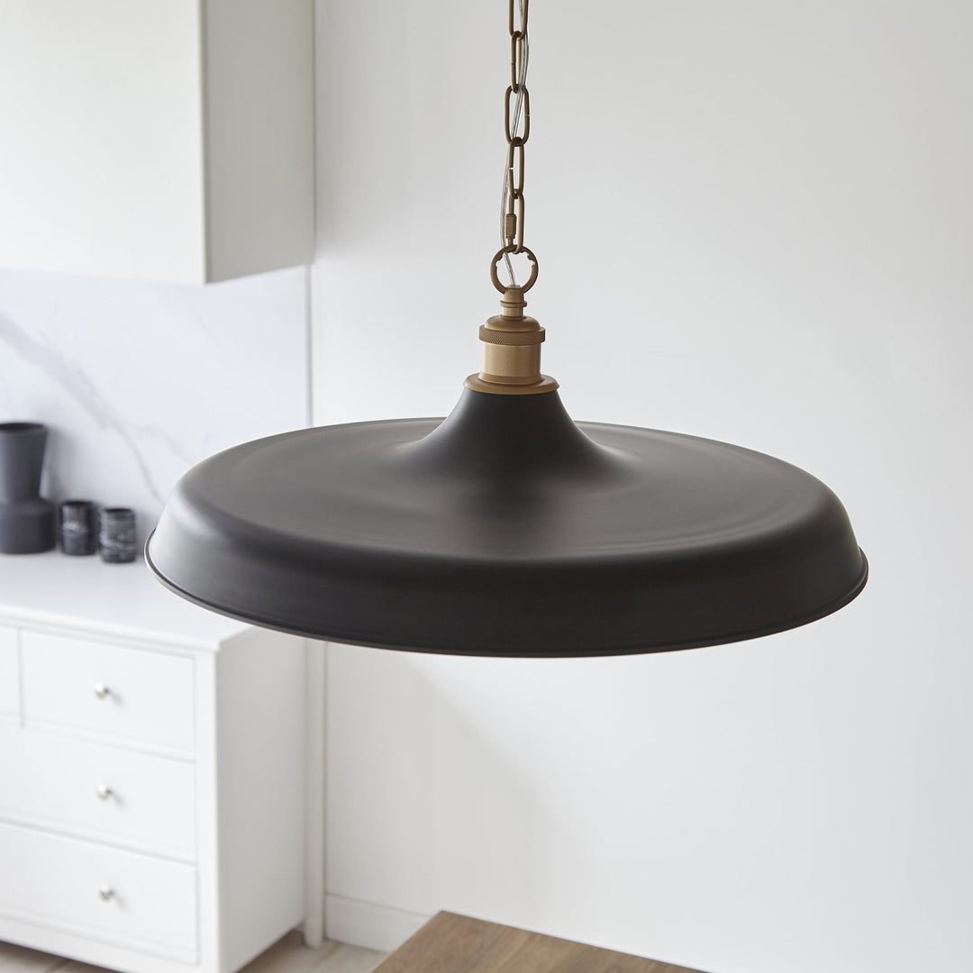 Nelson Lighting NL949998 Pendant 1 Light Matt Black And Satin Gold Paint