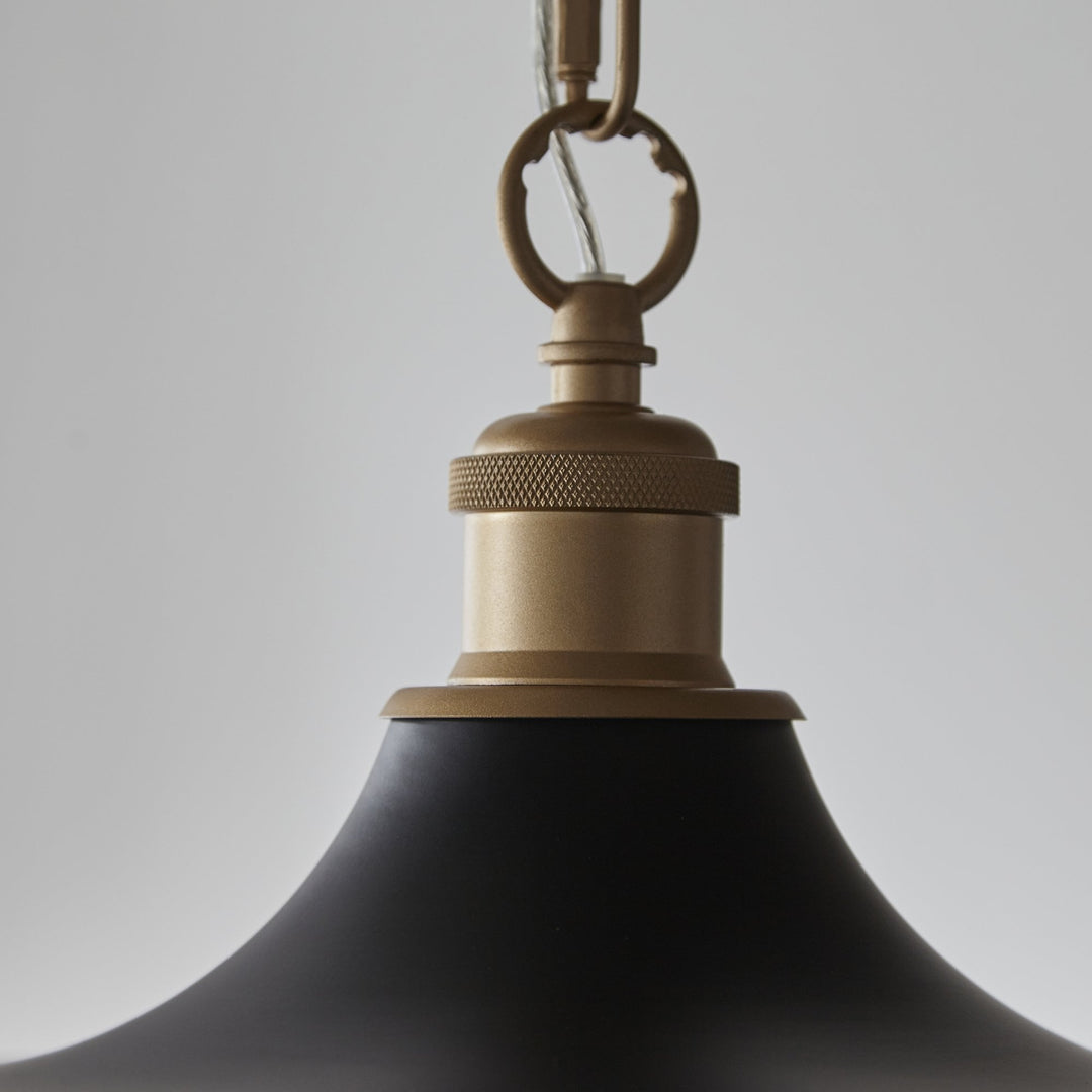 Nelson Lighting NL949998 Pendant 1 Light Matt Black And Satin Gold Paint