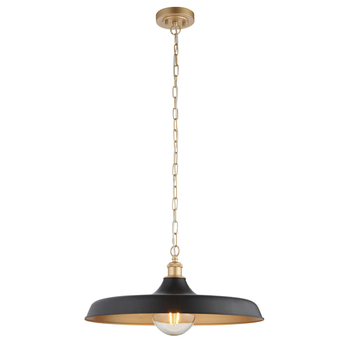 Nelson Lighting NL949998 Pendant 1 Light Matt Black And Satin Gold Paint